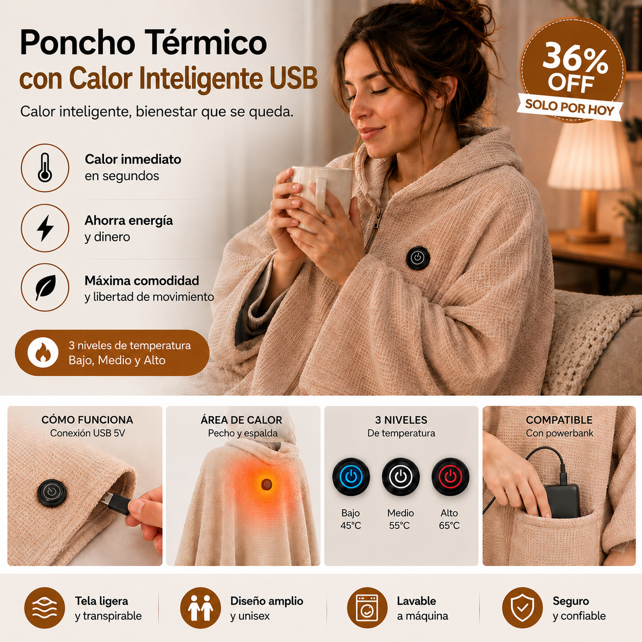 Manta Térmica WarmUp® -calor por USB